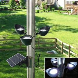 Flag Pole Light Solar Powered, Solar Flagpole Light Solar, 3-in-1 Flag Light with Adjustable Bracket & Metal Clamp, Fits 2-6'' 15-30 Ft Flagpole, Waterproof, 360 Degrees Illumination,Black