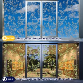 DULEIXUFHEE Window Privacy Film One Way, Green Leaf, 17.7 x 157 in