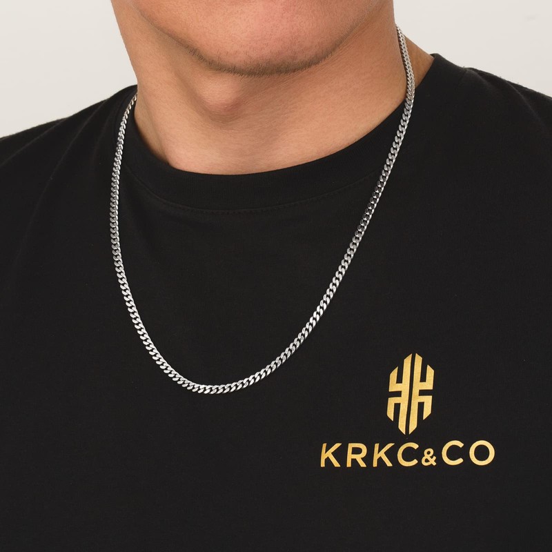 KRKC Real 14K Gold Filled Chain, Flat Diamond-Cut Miami Cuban