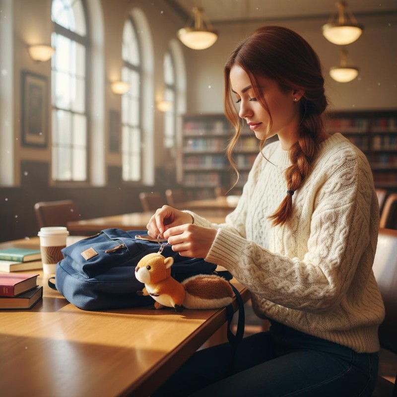 Calsgkspray Brown Cartoon Squirrel Plush Keychain, Key Ring Backpack Stuffed