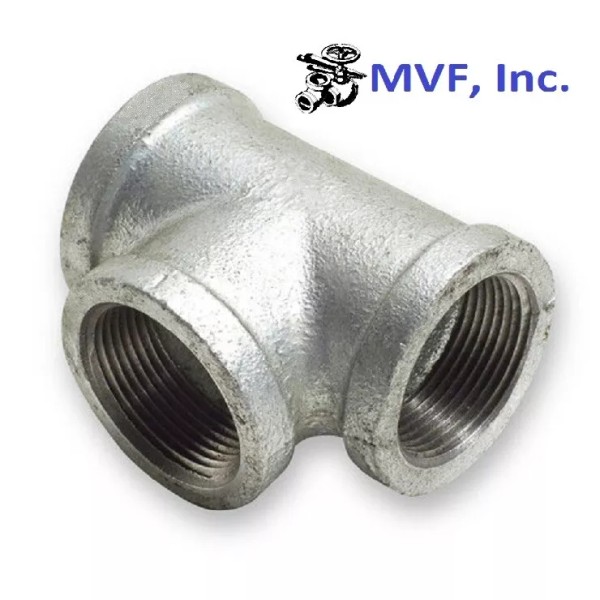 Unbranded 2" 150 Female NPT Tee Galvanized Malleable Iron Pipe