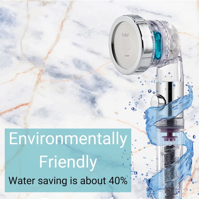 RELAX Filtered Shower Head with Handheld for Hard Water, Dry