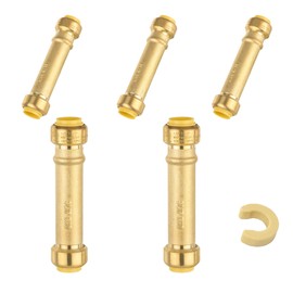 (Pack of 5) Seelink 1/2 Inch Push Fit Slip/Repair Coupling, Push to Connect Pex, Copper, CPVC Pipe/Tubing, With Disconnect Clip