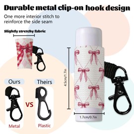 DELORIGIN 10Pcs Bow Lip Balm Holder Keychain Portable Bowknot Lipstick Holders Pouch with Metel Clasp Cute Clip on Lip Gloss Keychain Sleeve for Woman Chapstick Lipbalm Storage Purse Bag Accessories