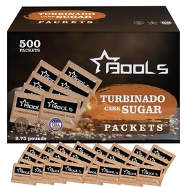 Raw Sugar Packets 500 Count, – Individually Wrapped Turbinado Cane Sugar – Perfect for Coffee, Tea, and On-the-Go Sweetening
