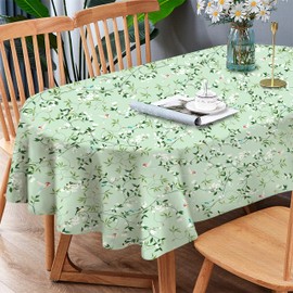 Oval Tablecloth, Green Bird Floral Table Cover Oval 54 x 72 for Summer Party, Perfect for Kitchen Dinner, Restaurant, Outdoor Holiday Picnic Waterproof Table Cloth