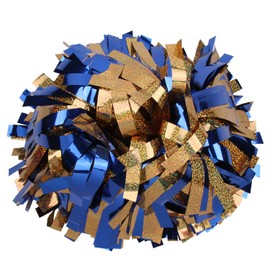 ICOCHEER Cheerleading Pom Poms Metalic Holographic Cheerleader 6 inch 1 Pair 2 Pieces (Royal Blue Gold)