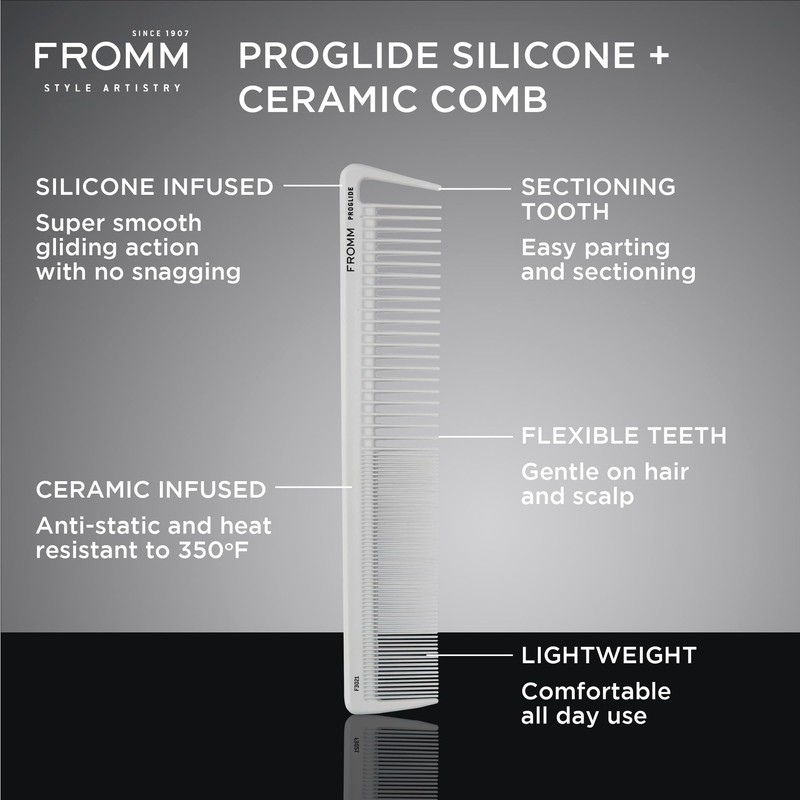 Fromm ProGlide 7.5" Basin Comb with Silicone and Ceramic Infusion
