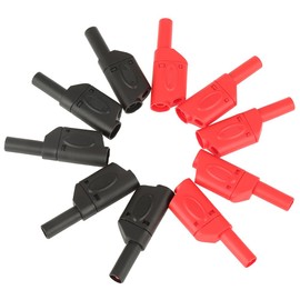 Oumefar 10Pcs 4mm Fully Insulated Stackable Banana Plug Connectors Red Black Safety Mount Banana Socket Plug for Audio Accessory