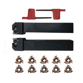 Zouzmin 2pcs 5/8inch Lather Threading Tool Bit Set External Internal Threading Boring Bars Turning Tool Holders SER/L1616H16 with 16ER 16IR AG60 Carbide Threading Inserts