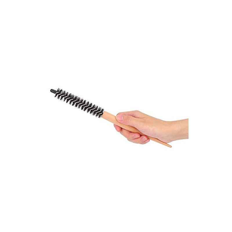 Mini Round Brush Nylon Bristles Short Hair Styling Wooden Handle