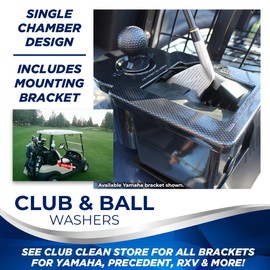 Club Clean - Original Ball and Club Cleaner/Washer with Universal Bracket for Golf Cars - Home Use - Single Chamber, Carbon Fiber