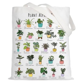 LEVLO Funny Plant Alphabet Tote Bag Gardener Gift Botanist Shoulder Bag House Plant Merchandise, Plant Alphabet Tote