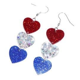 Women Adult Patriotic Dangle Drop Stud Earrings, 4th of July Red White Blue USA Star Earrings American Flag Acrylic Jewelry Women Independence Day Earring(USA Earring A)