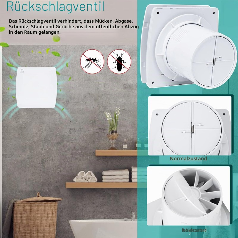 Izrielar Bathroom Fan 100 mm with Humidity Sensor and Backflow