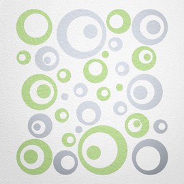 WANDfee® Wall Tattoo, Circles, Dots, 50 Stickers, Colour Choice For Children's Bedroom, Living Room, Hallway, Bathroom, Kitchen, Tile Stickers, silver