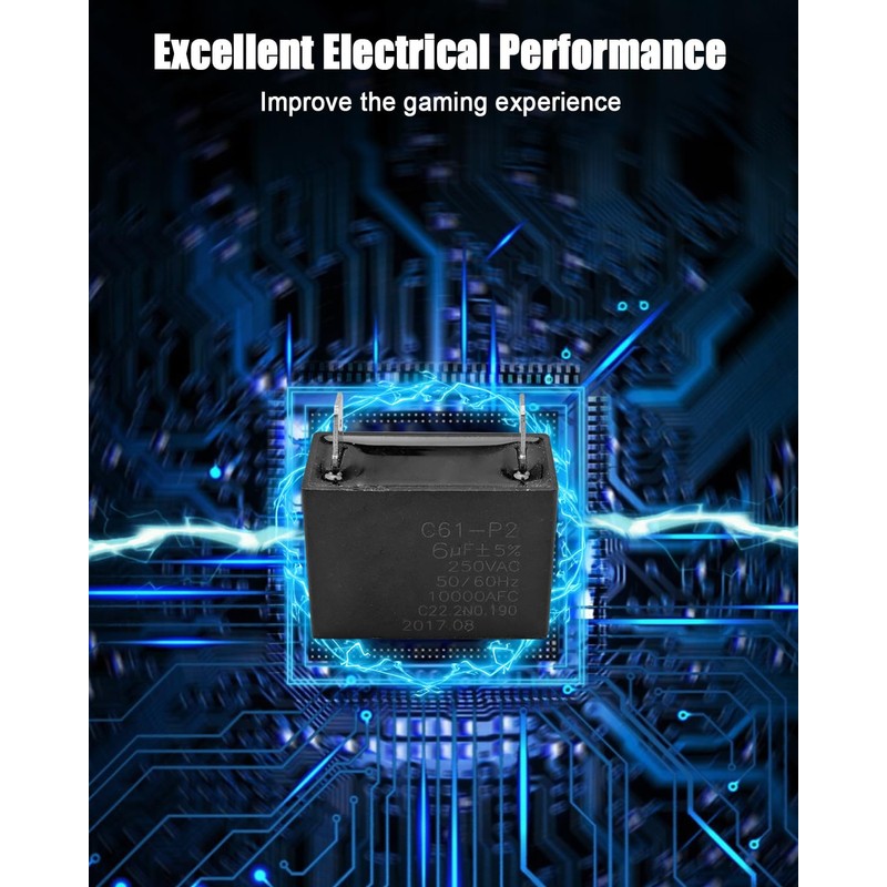 Universal Capacitor E237947 Replace C61-P2 6uF 250VAC 50/60Hz 10000AFC C22.2NO.190