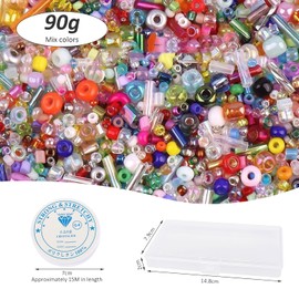90G Spacer Beads, 1 Piece Storage Box, 1 Piece Elastic Rope, Colored Hand Beads, Round Spacer Beads, DIY Bead Set, Colored Beads for Threading