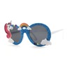 Womens Unicorn Rainbow Cloud Mod Oval Plastic Sunglasses Blue Glitter