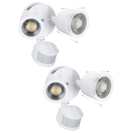 LEONLITE LED Security Light Outdoor Motion Sensor, Motion Flood Light for Outside, 30°-80° Beam Angle Adjustable, Dual-Head Security Light, Wet Location, ETL Listed, 5000K Daylight, White, Pack of 2