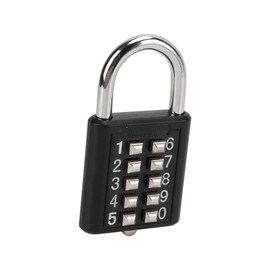 Combination Lock, 10 Digits Push Button Padlock Black Luggage Lock Gym Locker Lock Outdoor Heavy Duty Padlock For Gym Cabinets, Gates, Tool Boxes, Luggage