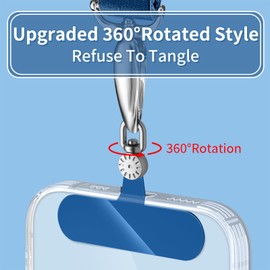 saxsion Cell Phone Lanyard Tab，Reliable TPU Material Phone Tether Tabs，Universal Phone Lanyard Patch For Full Phone Cases (Blue+Transparent)