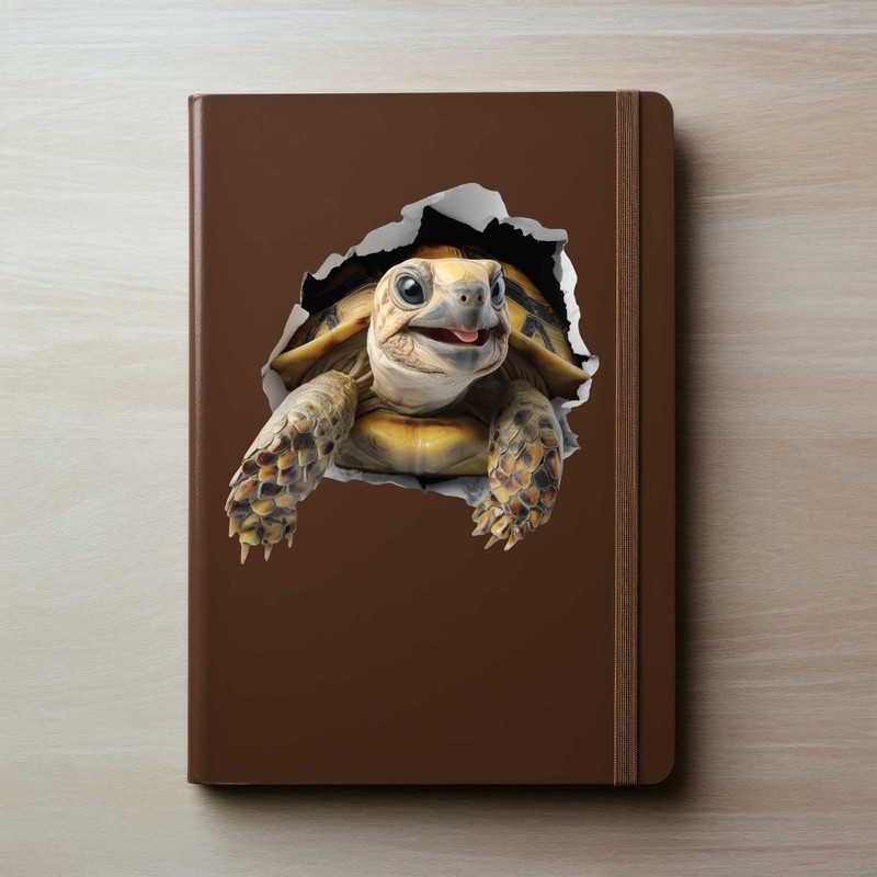 Turtle Hole Wall Decal – 3D Realistic Tortoise Sticker –