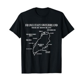 Tour du Mont Blanc Map France Italy Switzerland Hiking Trail T-Shirt