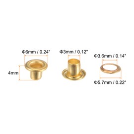 sourcing map Set of 200 Grommets Kit Metal Eyelets 3 mm 0.12 Inch Grommet Tool for Shoes Clothing Belt Bag DIY Project Gold Tone
