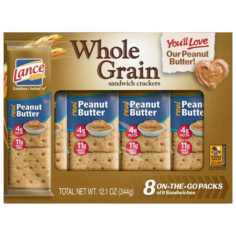 Lance Whole Grain Peanut Butter Crackers - 3 Boxes of
