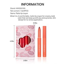 Daconovo Juego de lápices labiales de 6 colores Lápiz labial mate resistente al agua de larga duración