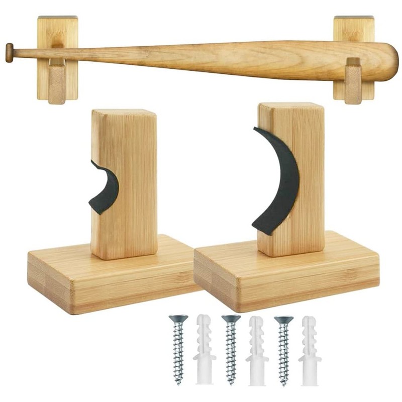 Shiwaki Baseball Bat Rack Bamboo Wood Baseball Rack Hanging Baseball