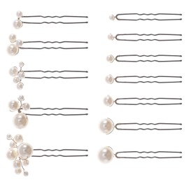 12 Pieces Bridal Pearl Hair Accessories Wedding Handmade Pearl Hair Pins for Brides, Women and Girls