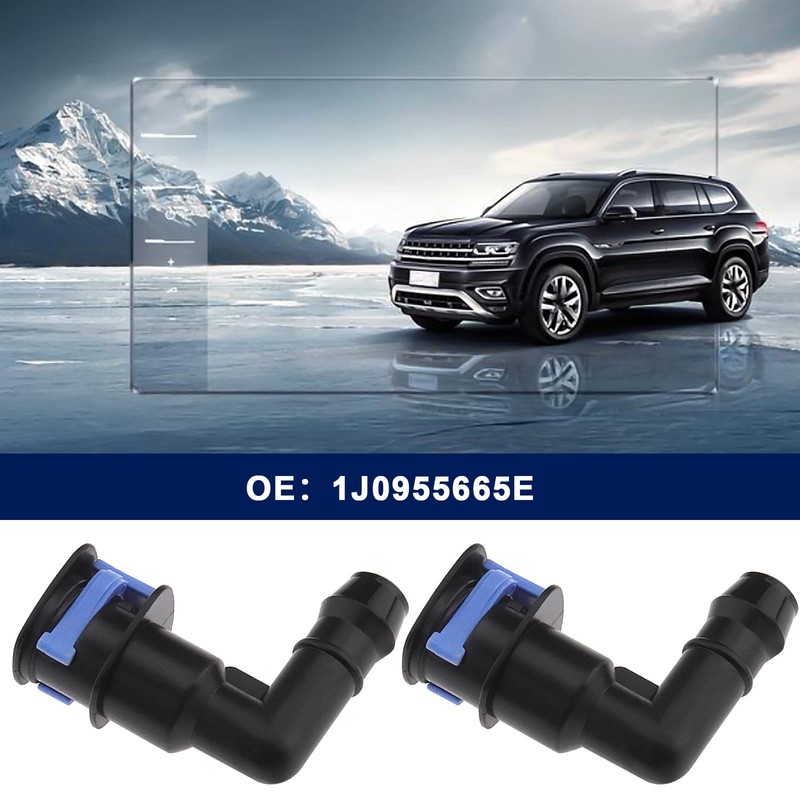 ECSiNG 2PCS Car Headlight Washer Connector Joint Elbow 1J0955665E Compatible