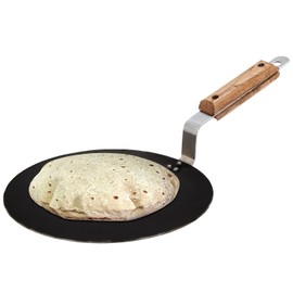 Yuktha Iron tawa for Roti,Chapati,Dosa Loha Tawa with Wooden Handle Premium, 100% Toxin-Free, Long Lasting, Black