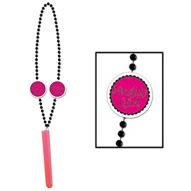 Beistle 220624 Bachelorette Naughty Girl Beads with Test Tube Shot - Black/Pink