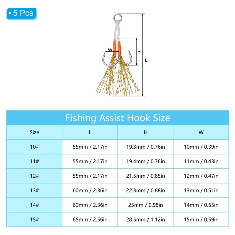PATIKIL Double Fishing Assist Hooks Kit, 20 Pcs Glow Jigging
