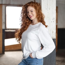 Plain Long Sleeve Premium Tee (White) - White - Md