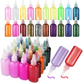 Fuyoooo 24 Pcs Glitter Glue for Crafts 24 Colours 1.7 oz Glitter Glue Washable Glitter Paint for Kids Glitter Glue Pens Neon Color DIY Art Glitter Glue Sticks for Gluing Drawing Writing Outlining
