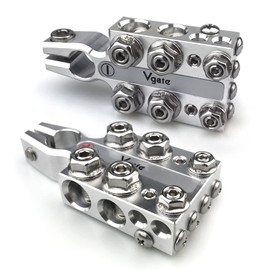 Vgate 20-Way Lead Acid Battery Post Terminal Ends Distribution Block Bus Bar, 8 AWG up to 4/0(XL) Wire Gauge for Tapered Top Post SAE/DIN/EN