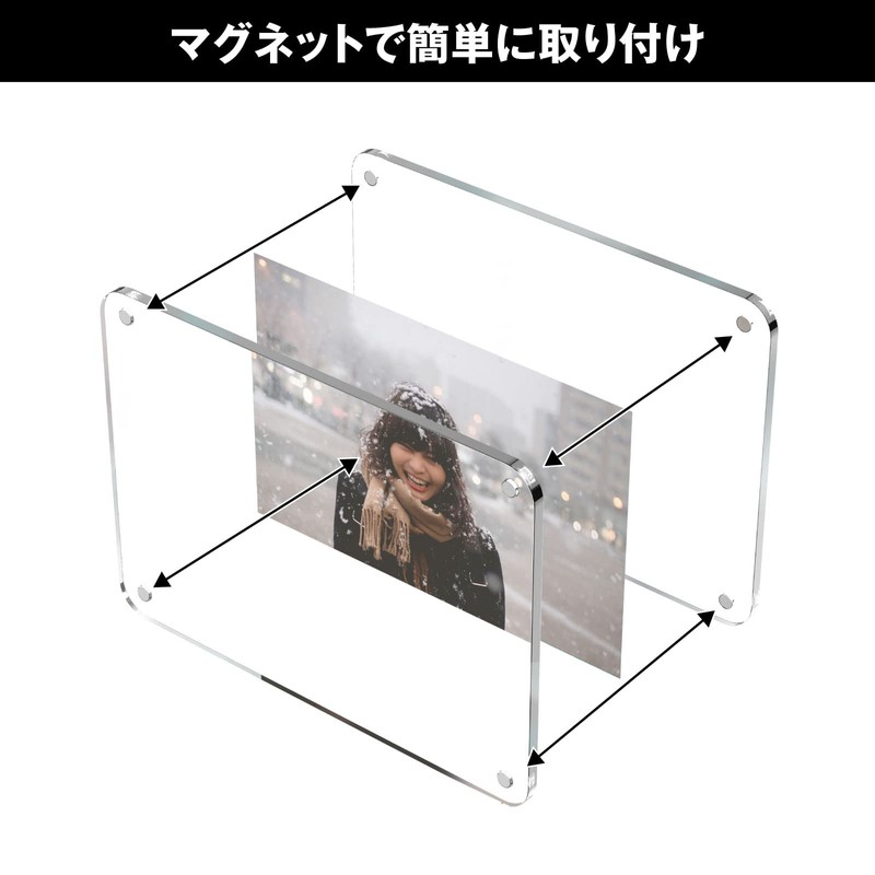 BBEST PFS-L-2 Acrylic Photo Stand with Magnet, Transparent, Vertical and