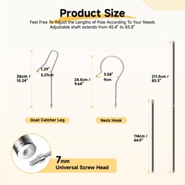 Lightweight Sheep Catcher Hook, 45"Carbon Shaft Leg Neck Goat Grabber Crook