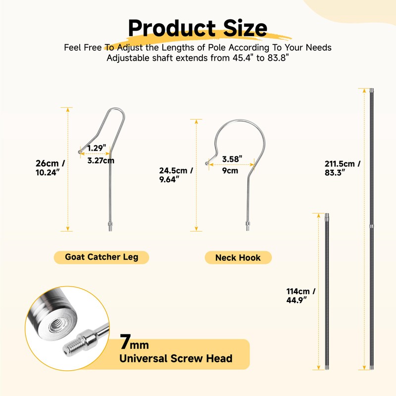 Lightweight Sheep Catcher Hook, 45"Carbon Shaft Leg Neck Goat Grabber