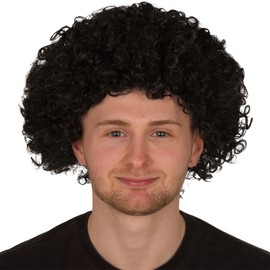 Adults Curly Afro Wig Multi Colour Party Clown Wigs Fancy Dress Accessory (Black)
