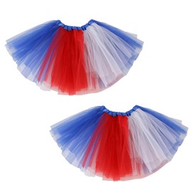 4th of July Star Tutu for Girls Red White Blue Star Dress, Independence Day American Flag Tutu Skirt Outfit USA Party Decor (US, Alpha, One Size, Regular, Regular, ZB-2pcs)