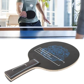 Table Tennis Blade, Black Poplar Pong Paddle Board Long Handle Horizontal Table Tennis Blade Super Lightweight for Both Children and Adults