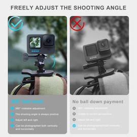 FiTSTILL Backpack Clip for Action Cameras, 360° Adjustable Ball Head, Perfect for Go Pro Hero 13/12/11/10/9/8/7/6/MAX/4k, DJI Action 6/5pro/4/3/2/1, Insta 360X5/X4/X4 air/X3/Ace Pro 2