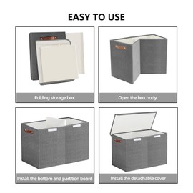 Bagnizer Large Toy Storage Box with Lids, Collapsible Sturdy Baby Storage Organizer Chest Bin Basket for Kids, Boys, Girls, Playroom, Nursery, Bedroom, Closet 25"x13"x16" (Gray)