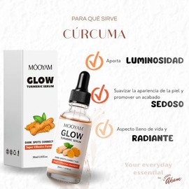 Serum Facial con Cúrcuma, Vitamina C y Niacinamide  Glycyrrhiza Uralensis  Apariencia de Piel Uniforme, Luminosidad y Textura efecto glass skin       