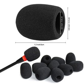 GeRRiT Mini Size Lapel Headset Mic Foam Covers Microphone Windscreen, Protection for Small Lapel and Headset Microphones, Noise Reduction,Black (20 Pack)